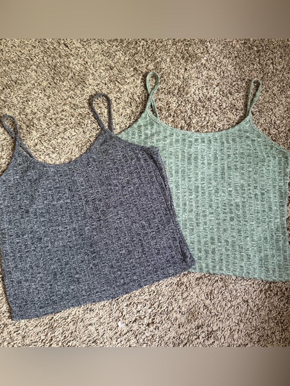 BUNDLE • Unbranded • Casual Ribbed Spaghetti Strap Tank - Grey & Sage • W Med